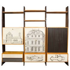 Fabulous Italian Wall Unit in the Manner of Fornasetti