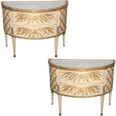 Important Pair of Russian or Baltic Demilune Commodes