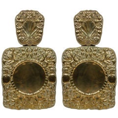 Antique Large Pair of Dutch Reflector Sconces
