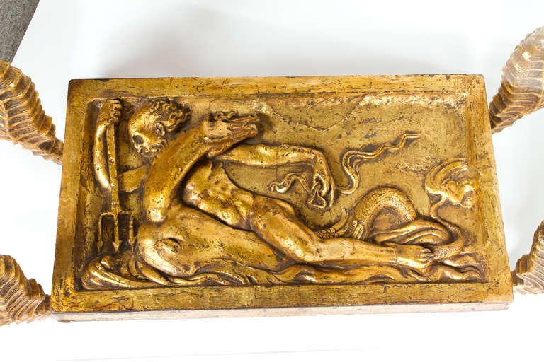 French Gilt Metal and Terracotta Seahorse Table