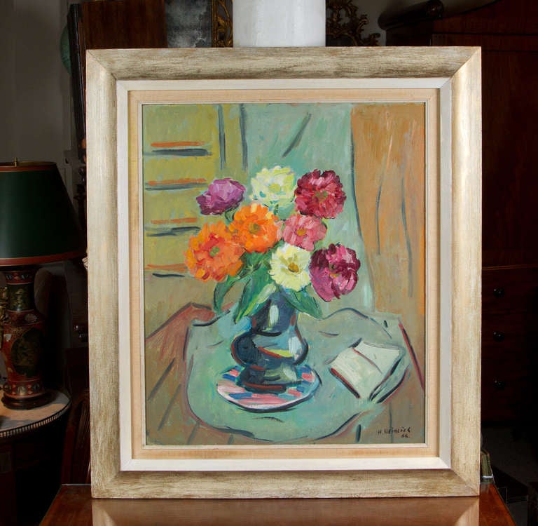 Pittura di Herman Heimlich (1904-1986). Cornice originale d'epoca. 
