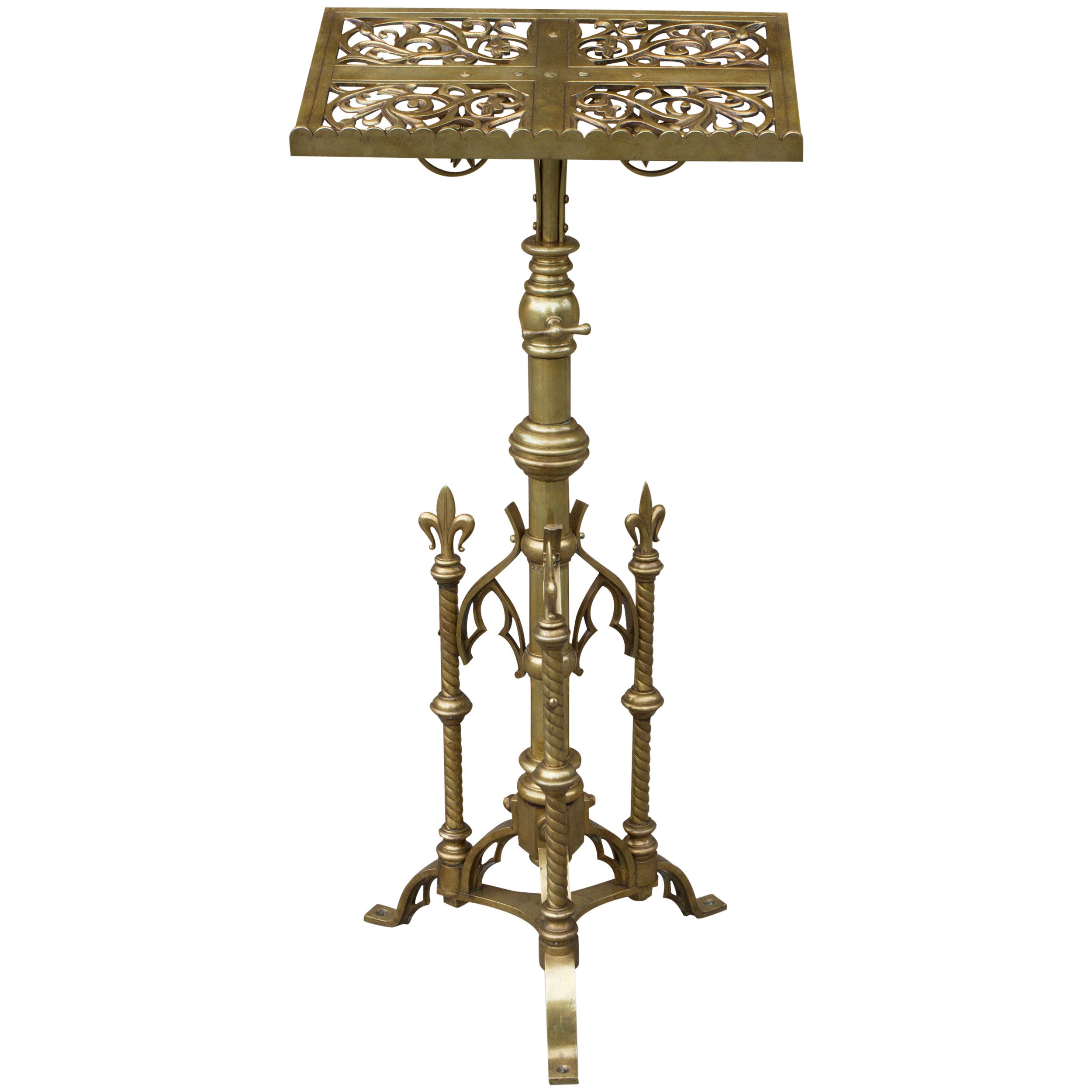 Neogothic Brass Lectern by Keith & Fitzsimons For Sale