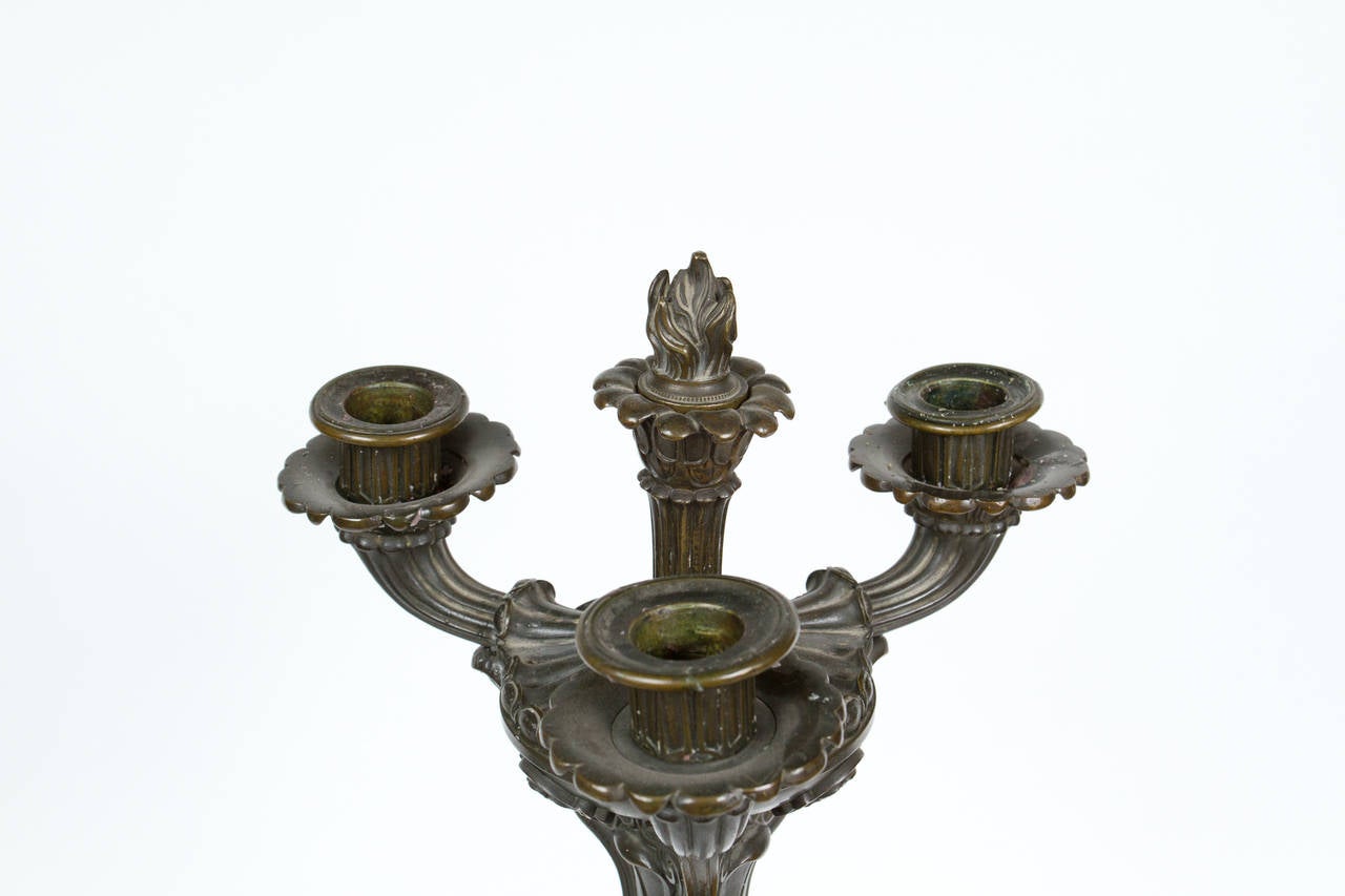 Pair of Bronze Charles X Candelabras For Sale 1