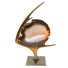 Agate and Brass Fish Lamp