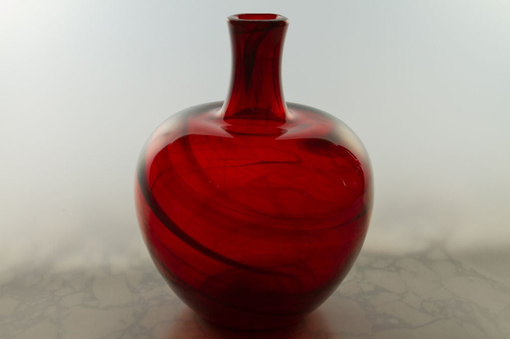 Red Italian Murano blown glass vase