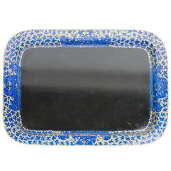 Interesting Black and Cobalt Blue Japanned Tray 2