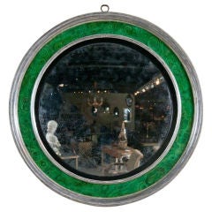 Antique Silver-Gilt Round Convex Mirror