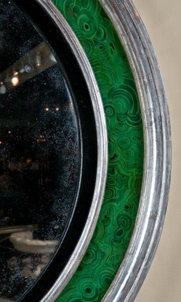 English Silver-Gilt Round Convex Mirror