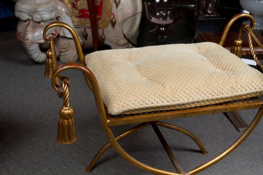 Mid-20th Century Italian gilt metal vanity stool