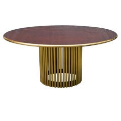 Amazing Mahogany and Brass Round Table 