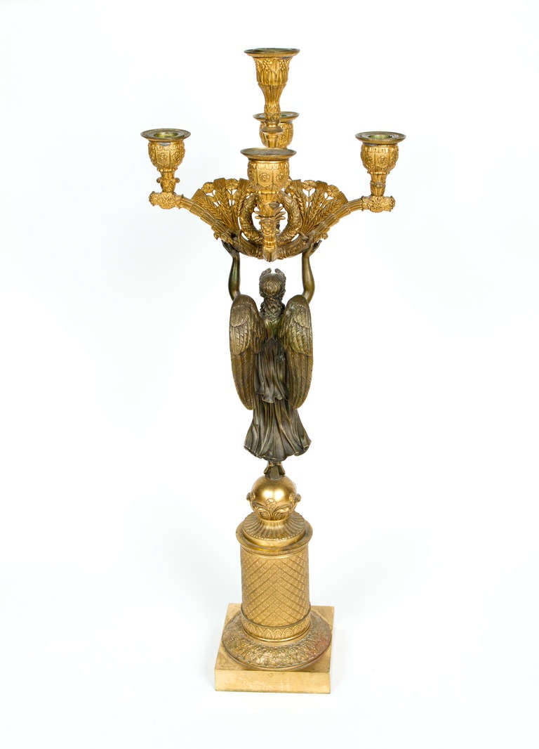 Paire de candélabres Charles X en bronze en vente 1