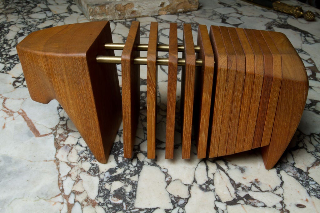 Teak Sculpture / Coaster Set by Ernst Henriksen 3