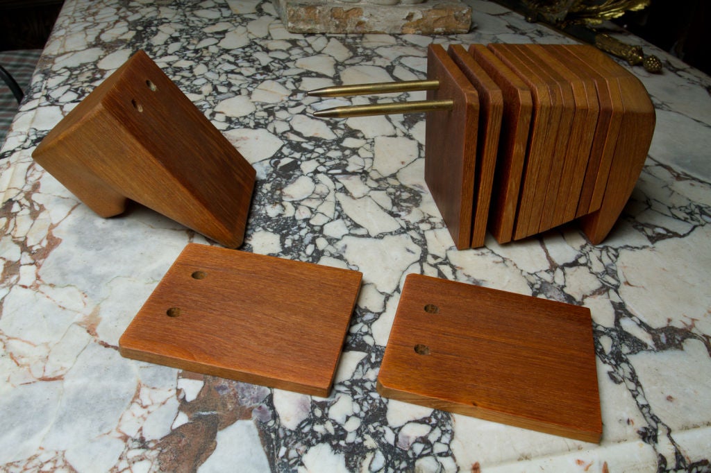 Teak Sculpture / Coaster Set by Ernst Henriksen 4