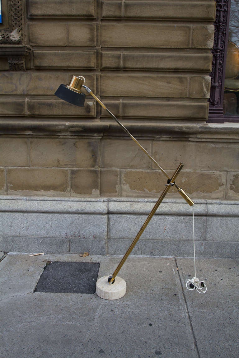 Mid-Century Modern Impressive Pair of Brass Floor Lamps by Reggiani