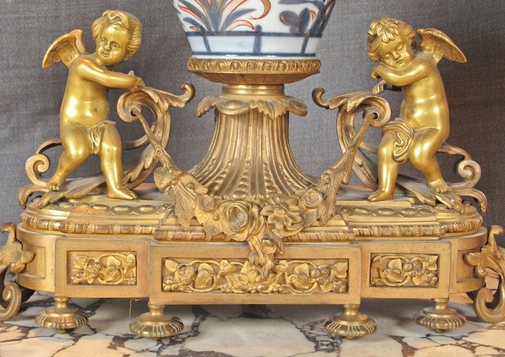 Louis XV Style Imari Mantle Clock Garniture For Sale 1