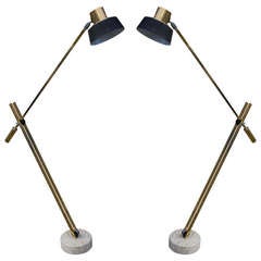 Impressive Pair of Brass Floor Lamps by Reggiani