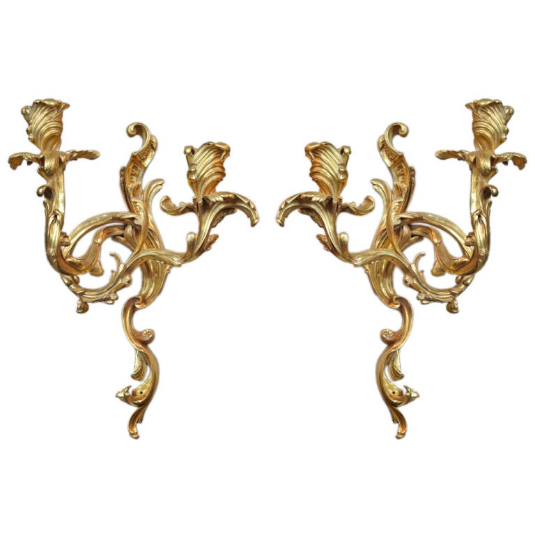 Pair of Gilt Bronze Louis XV Sconces