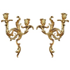 Pair of Gilt Bronze Louis XV Sconces