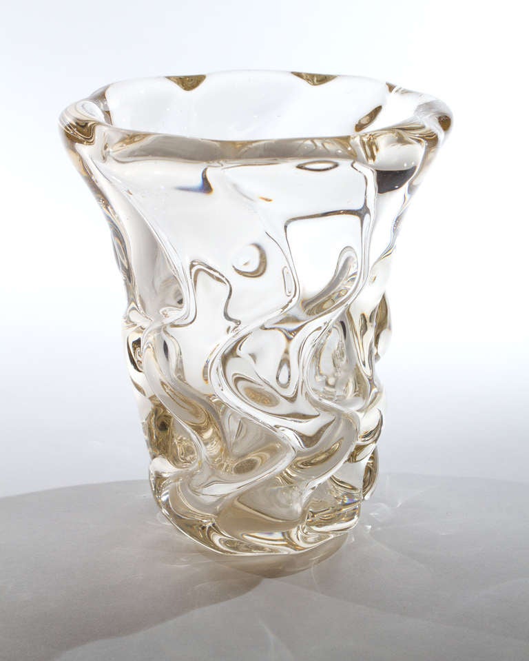 Elegant 1950's Crystal Vase by Daum Nancy.