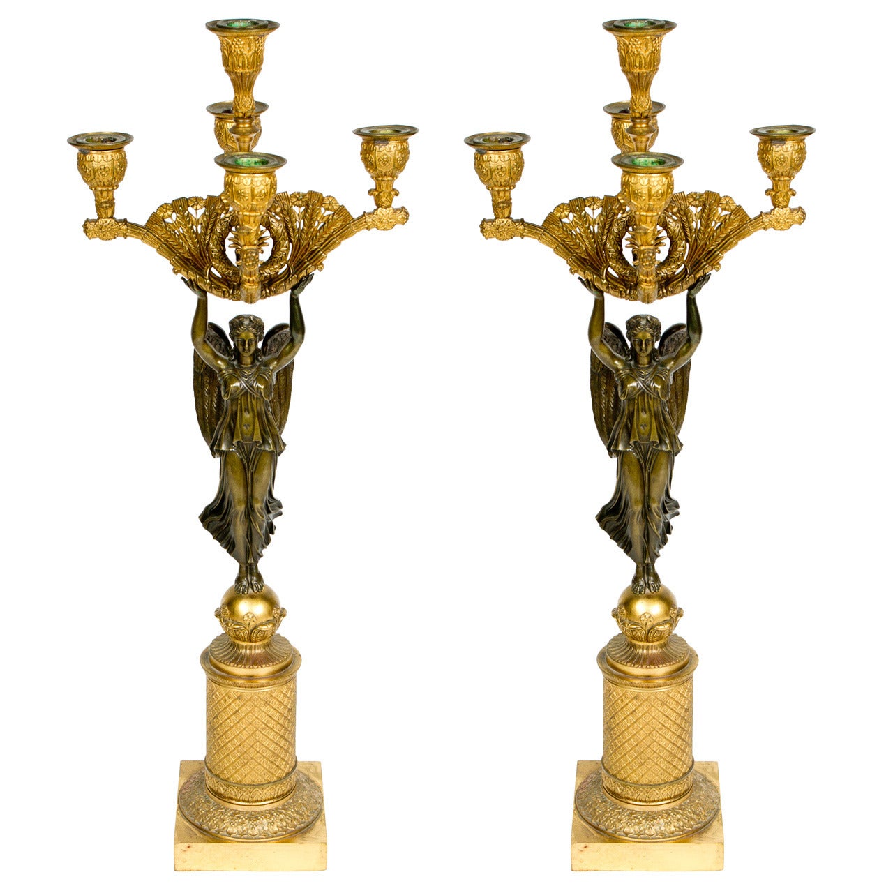 Pair of Charles X Bronze Candelabras For Sale