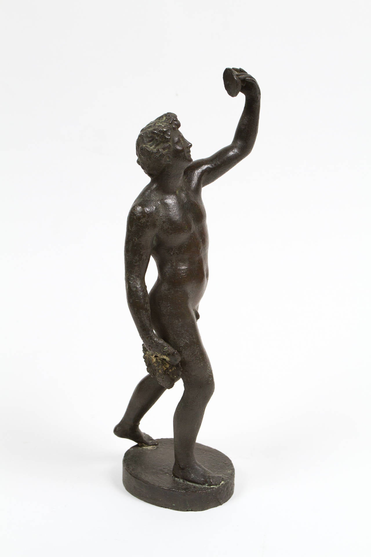 Grand tour bronze after Jacopo Sansovino of Bacchus holding a dish.