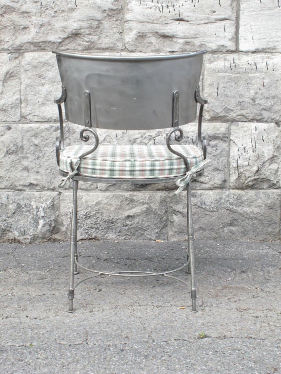 Italian Set of Four Polished Steel Armchairs For Sale