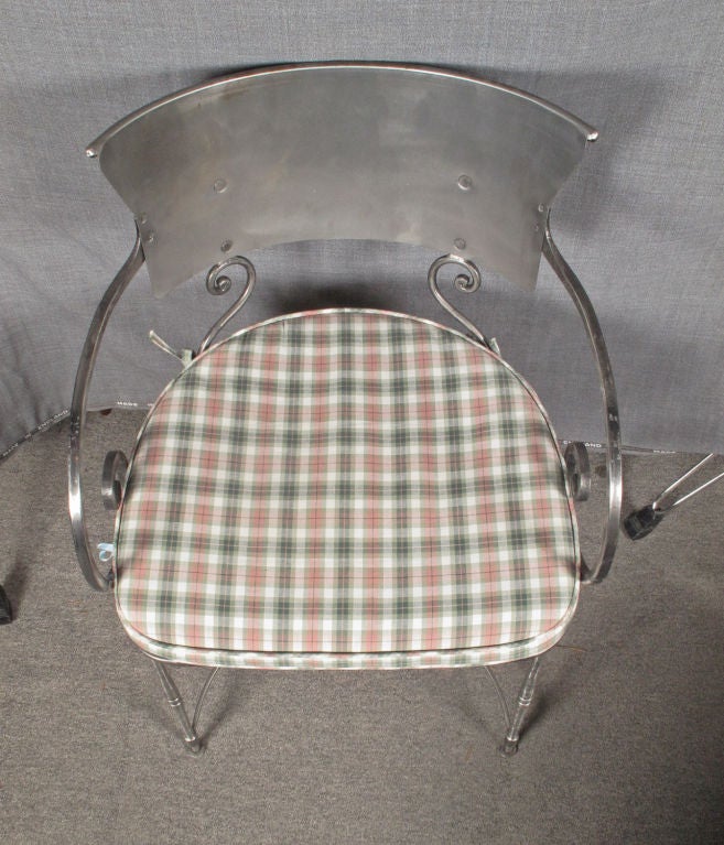 Set of Four Polished Steel Armchairs For Sale 4