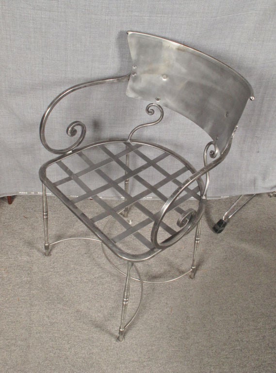 Set of Four Polished Steel Armchairs For Sale 5