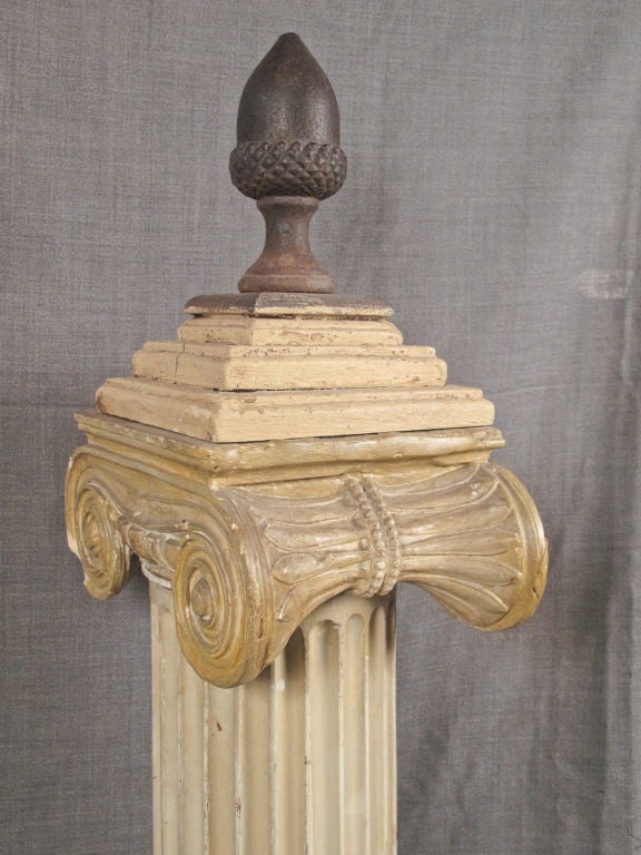 19th Century Single painted wood and plaster Ionic column