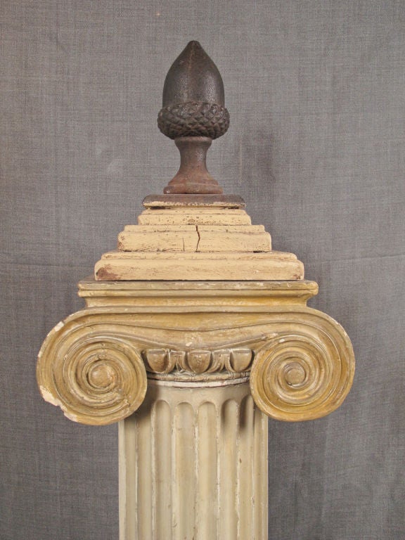 Single painted wood and plaster Ionic column 2