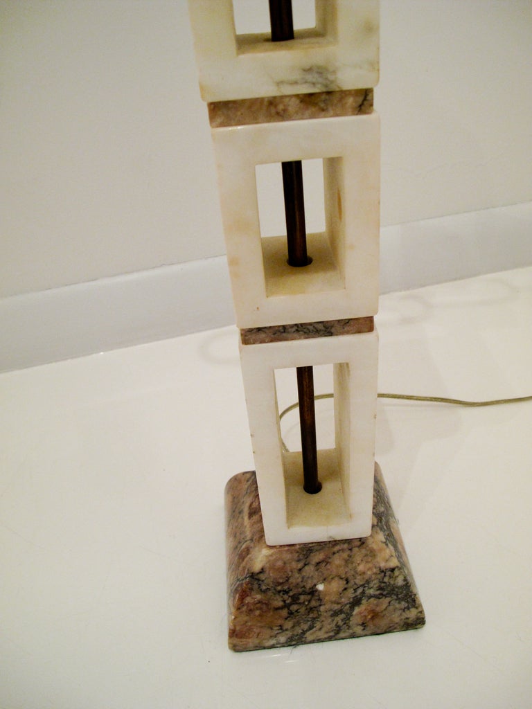 Mid-Century Modern Marble and Alabaster Lamp For Sale