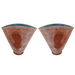 Pair of Art Deco Ceramic Vases By Zaccagnini