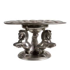 Used Sculptural French Pewter Centerpiece