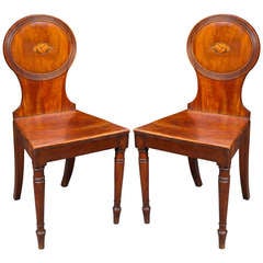 Pair of Georgian Mahogany Hall Chairs