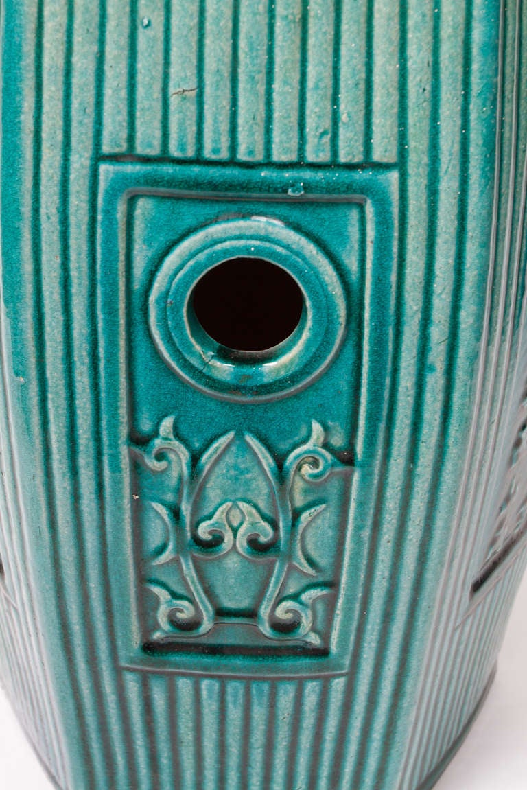 Beautiful emerald green glazed ceramic Chinese garden stool.