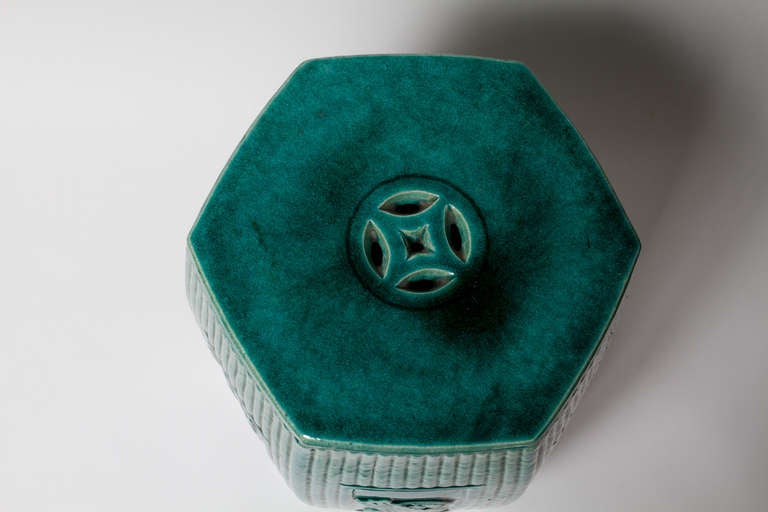 Emerald Green Glazed Chinese Garden Stool 2