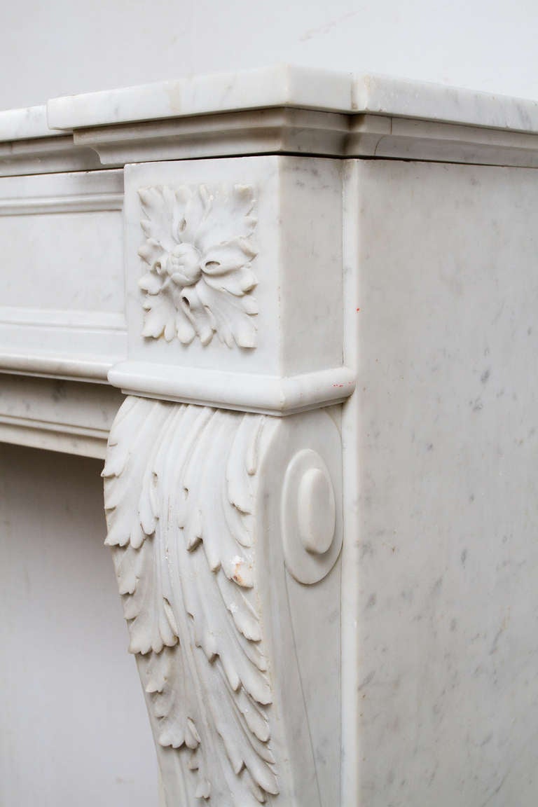 French Louis XVI Style Carrara Marble Mantel