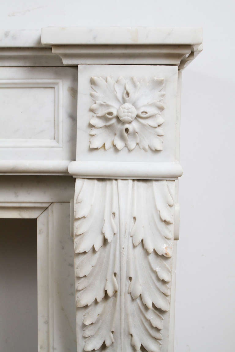 19th Century Louis XVI Style Carrara Marble Mantel