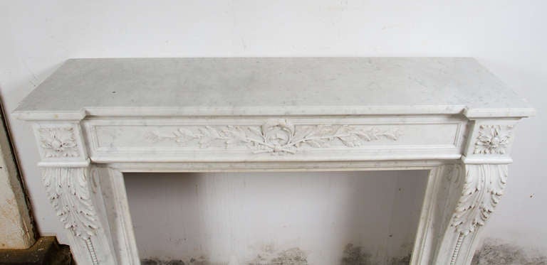 Louis XVI Style Carrara Marble Mantel 2