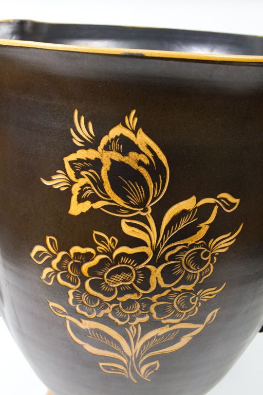 French Large Art Deco Ceramic Vase For Sale