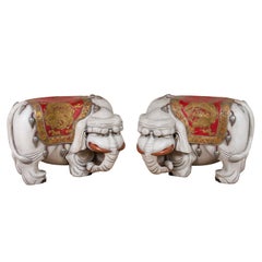 Antique Whimsical pair of Chinese Elephant Benches