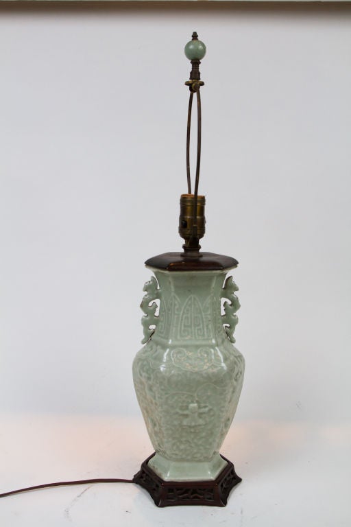Chinese celadon table lamp.