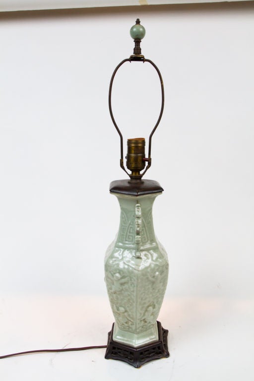Early 20th Century Chinese Celadon Table Lamp
