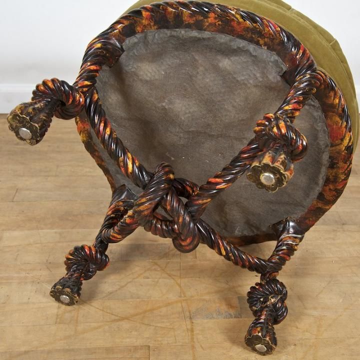 French Napoleon III style rope twist stool