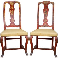 Beautiful pair of eighteenth century red japaned Venetian chairs
