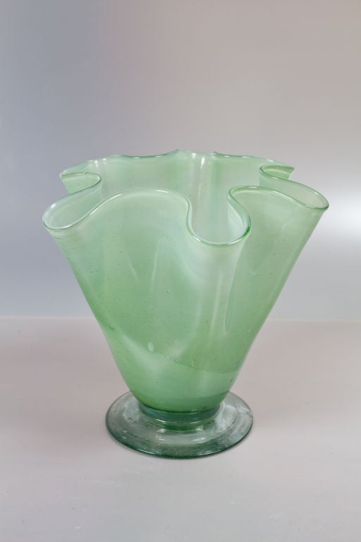 Italian Celadon colored are glass vase.