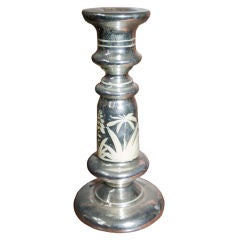 Antique Beautiful Mercury Glass Candlestick