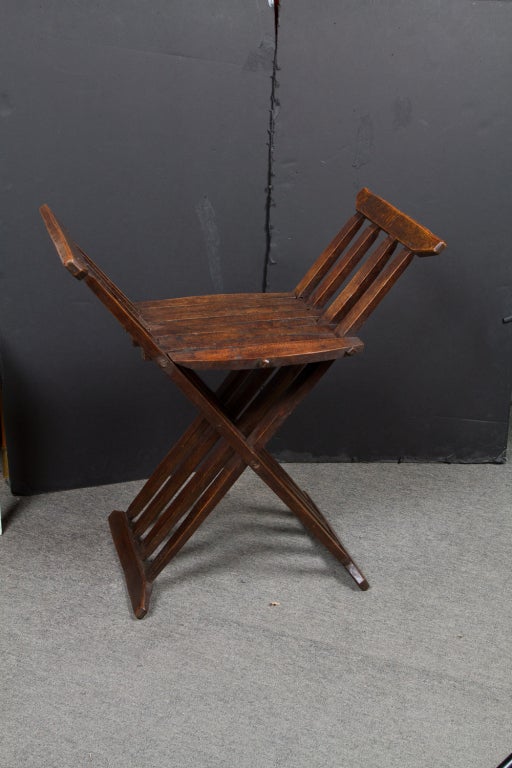 Interesting set of six rustic folding beechwood curule form chairs.