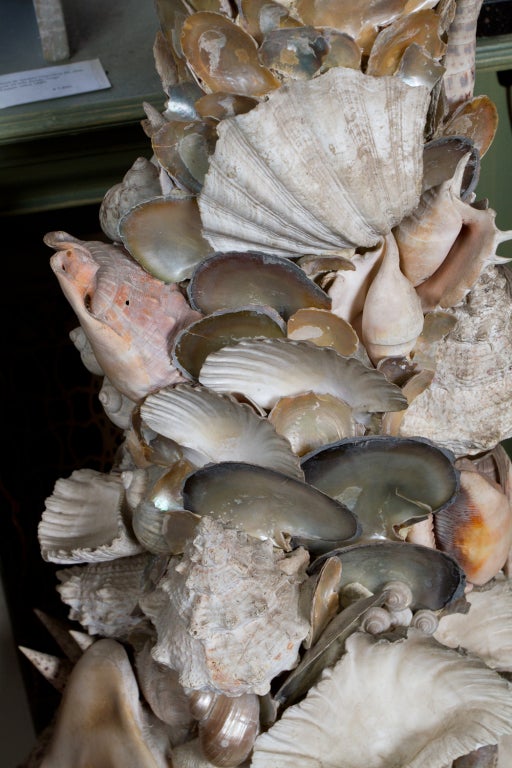 Italian Great Pair of Grotto Style Shell Mounted Obelisks