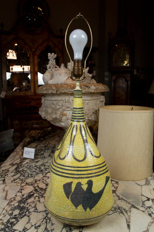 Italian Yellow Ceramic Lamp 1